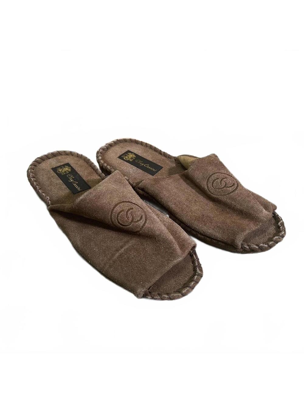 Oleg Cassini Mens Suede Slide Slippers Size 9 Vintage Loungewear